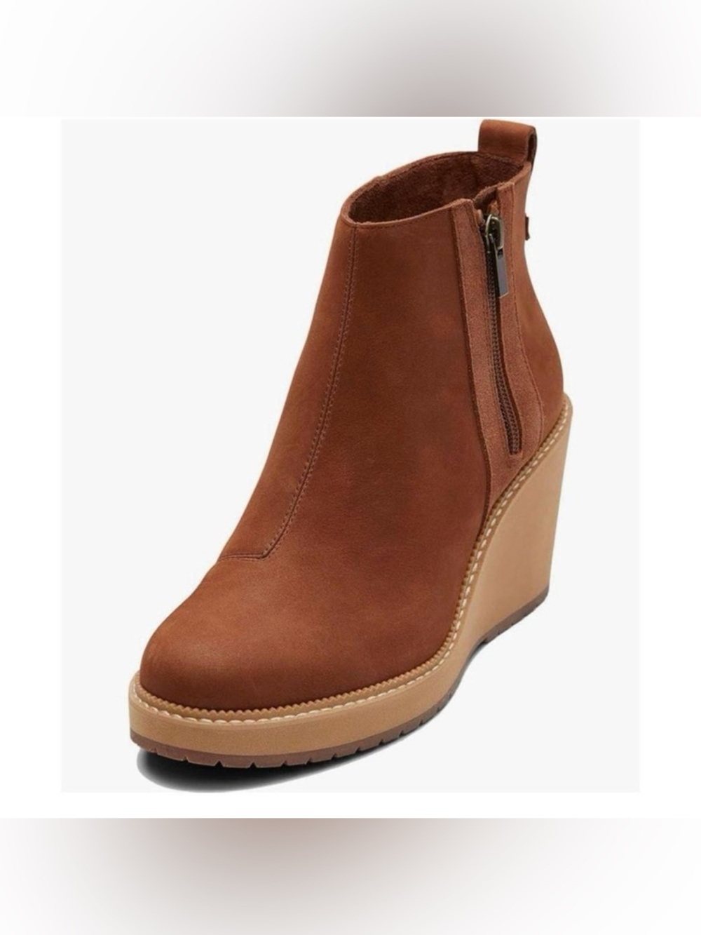 Toms Avery Brown wedge ankle boots